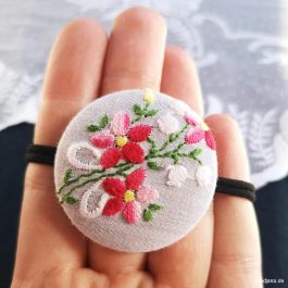 Vintage-Haarknopf Pink Flowers