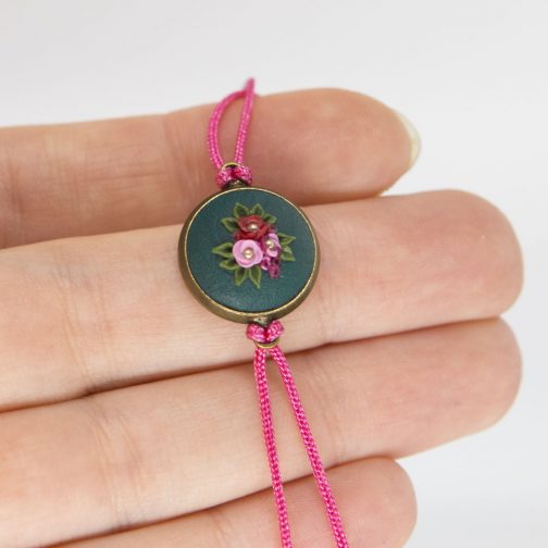 Vintage Armband mit pinken Blüten